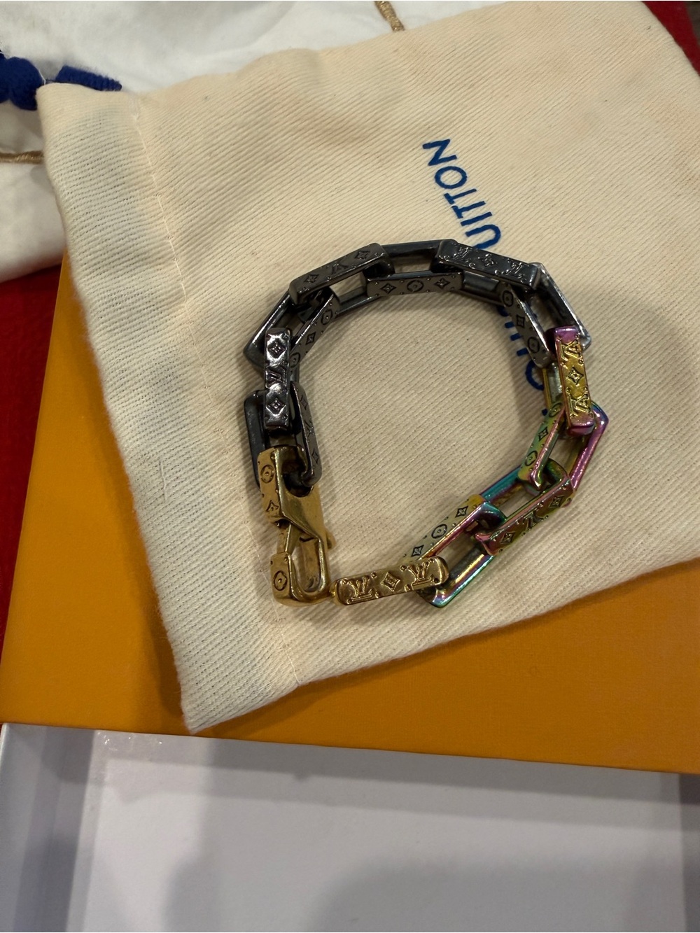 Louis Vuitton Multicolored & Gunmetal Chain Link Bracelet - Picture 4 of 7